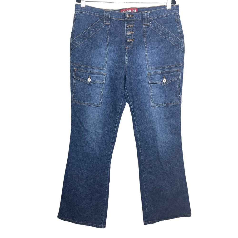 Vintage 90s Zana-Di Jeans Women's 16 Cargo Flare Button Fly